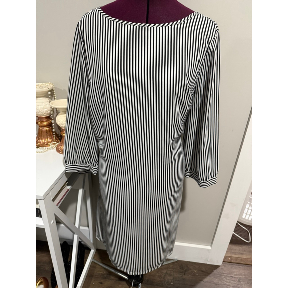 Apt. 9 Black White Striped Dress XL